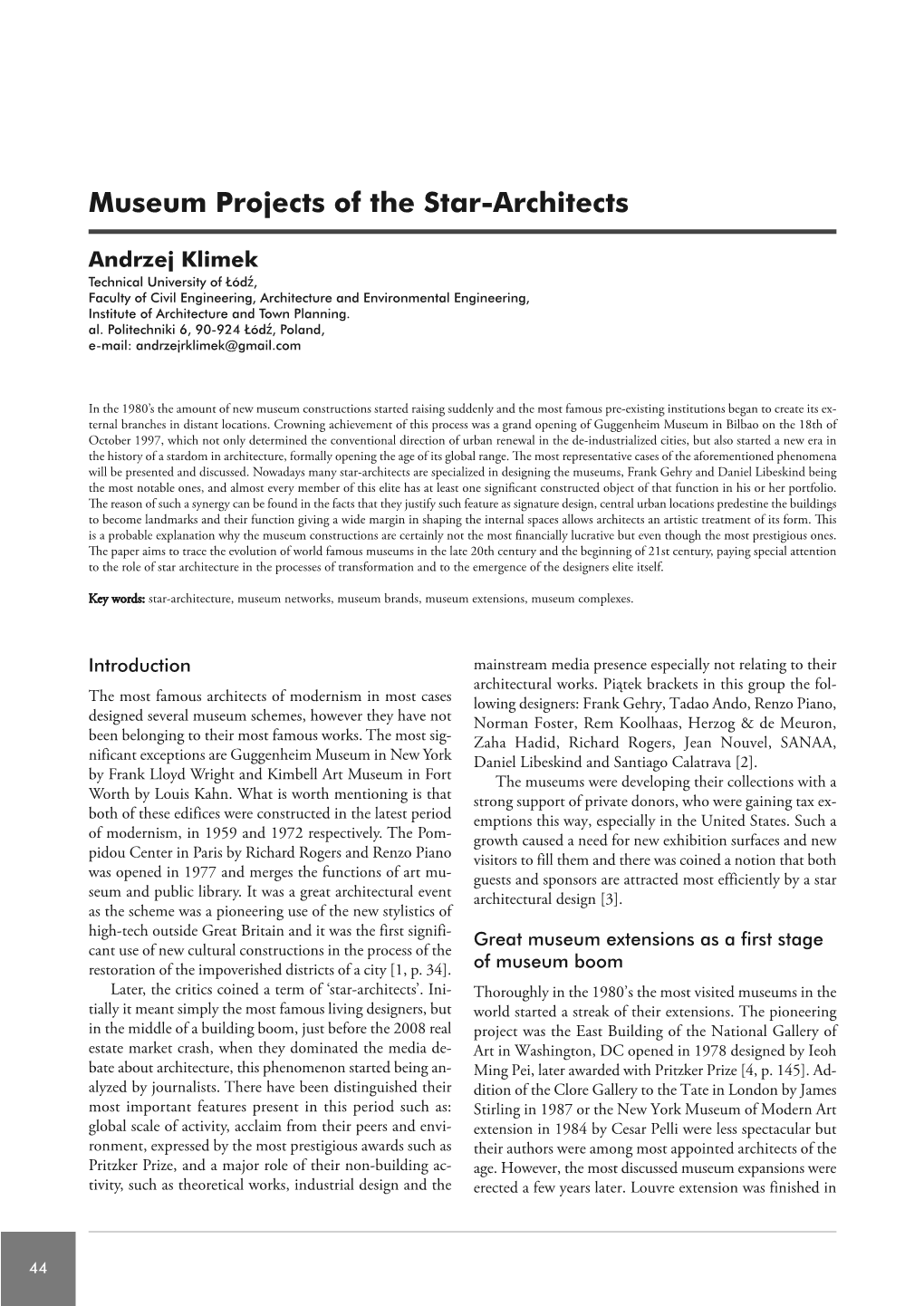 Museum Projects of the Star-Architects