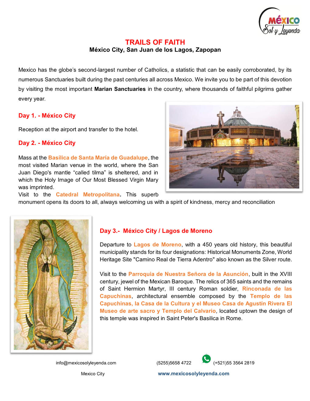 TRAILS of FAITH México City, San Juan De Los Lagos, Zapopan