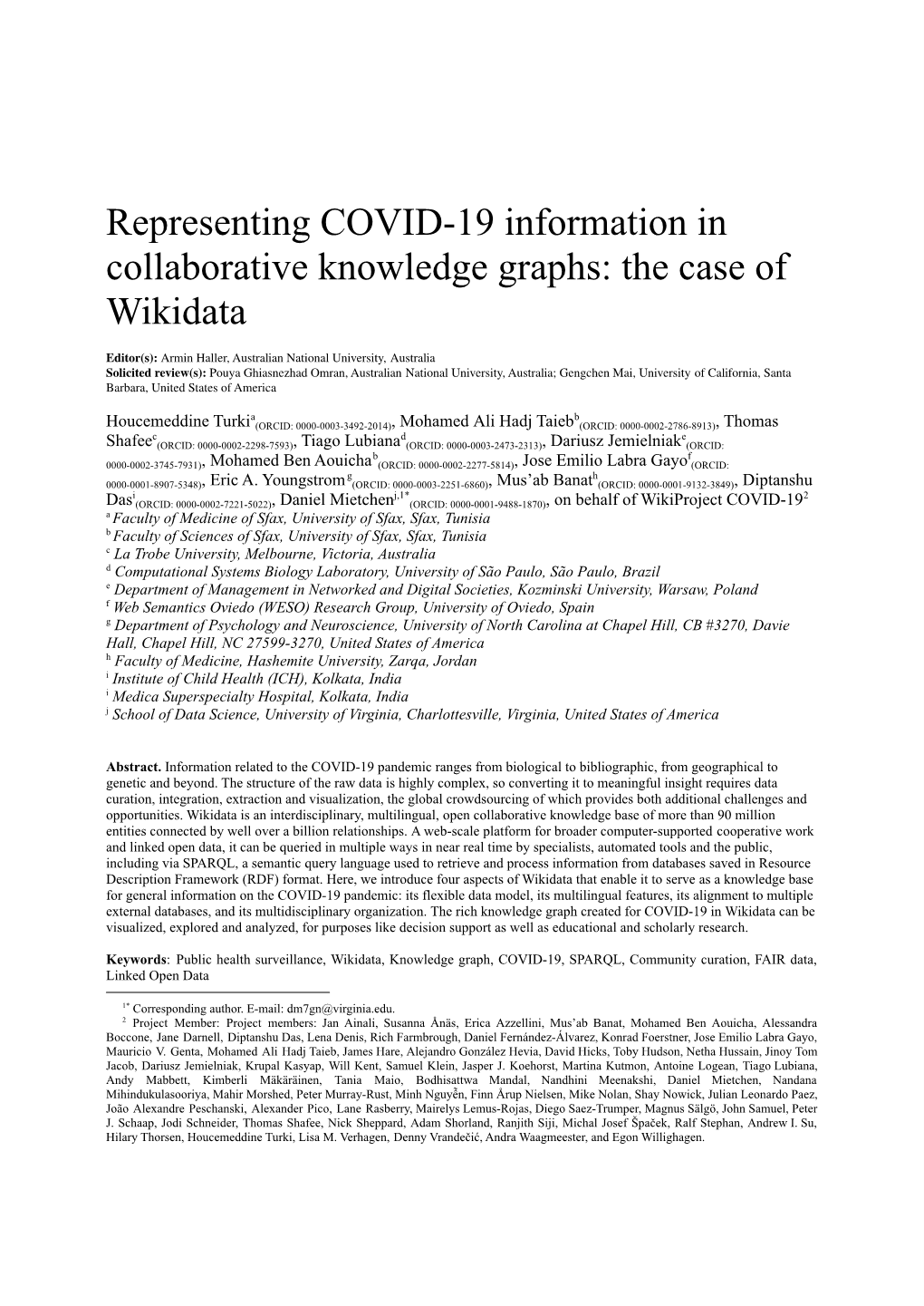 Representing COVID-19 Information in Collaborative Knowledge Graphs: the Case of Wikidata