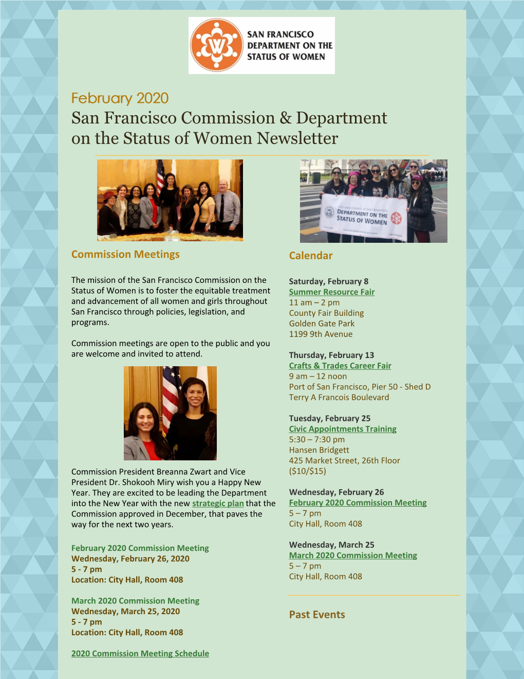 February 2020 San Francisco Commission & Department on the Status of Women Newsletter
