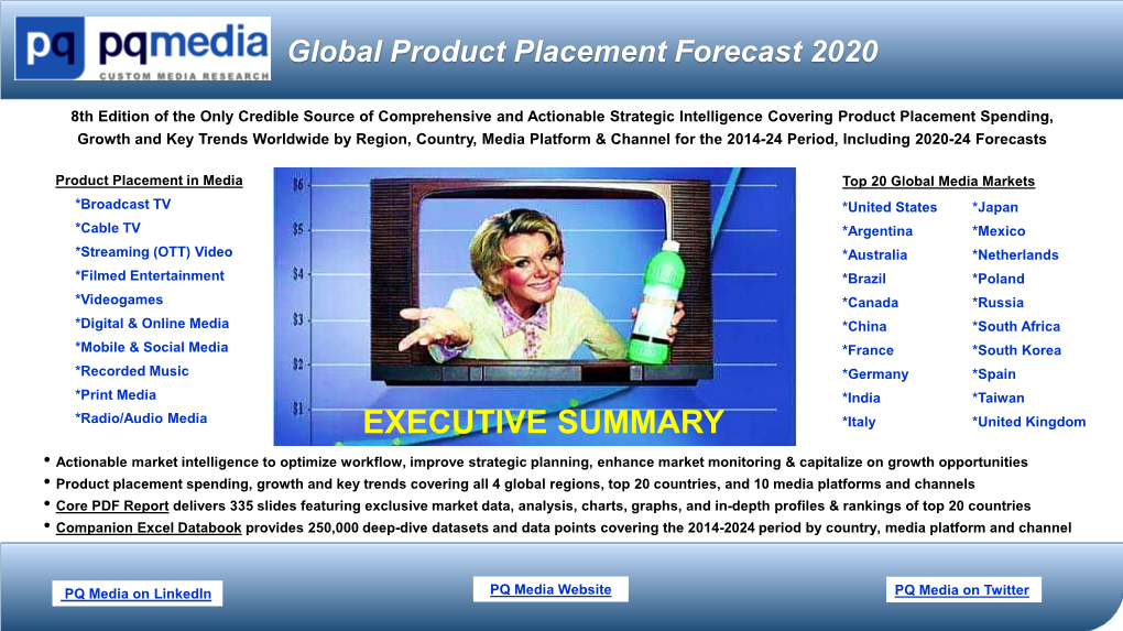 Global Product Placement Forecast 2020