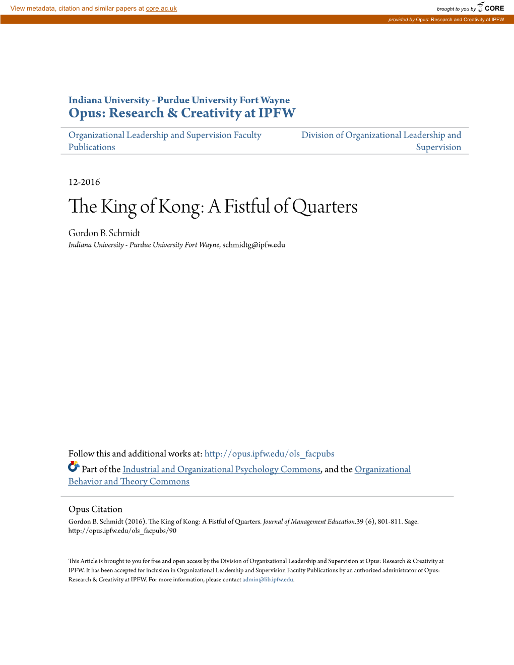 The King of Kong: a Fistful of Quarters Gordon B