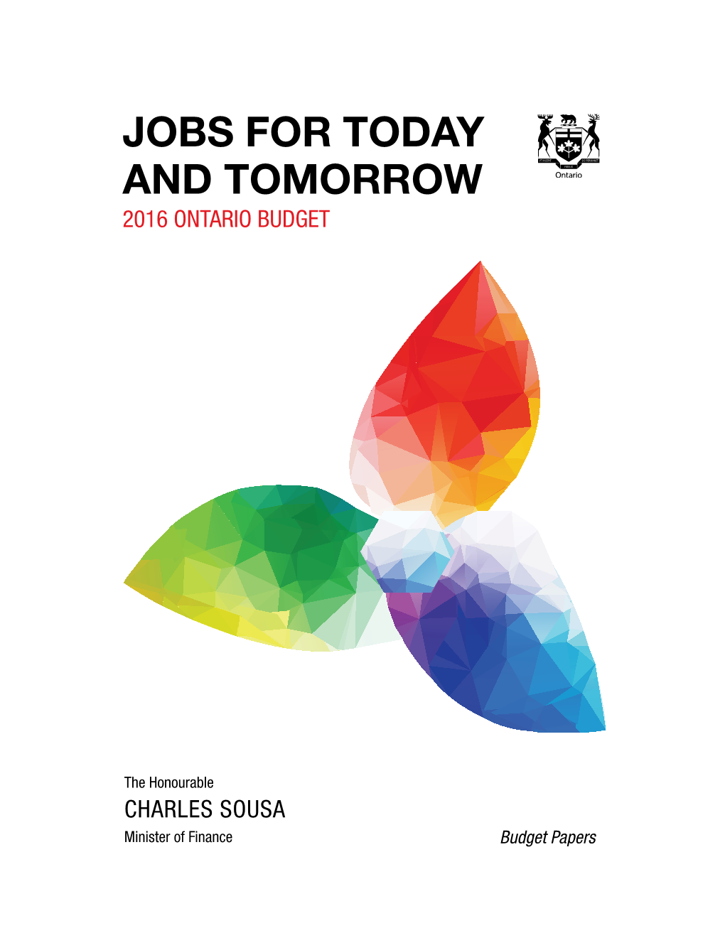 Jobs for Today and Tomorrow 2016 Ontario Budget