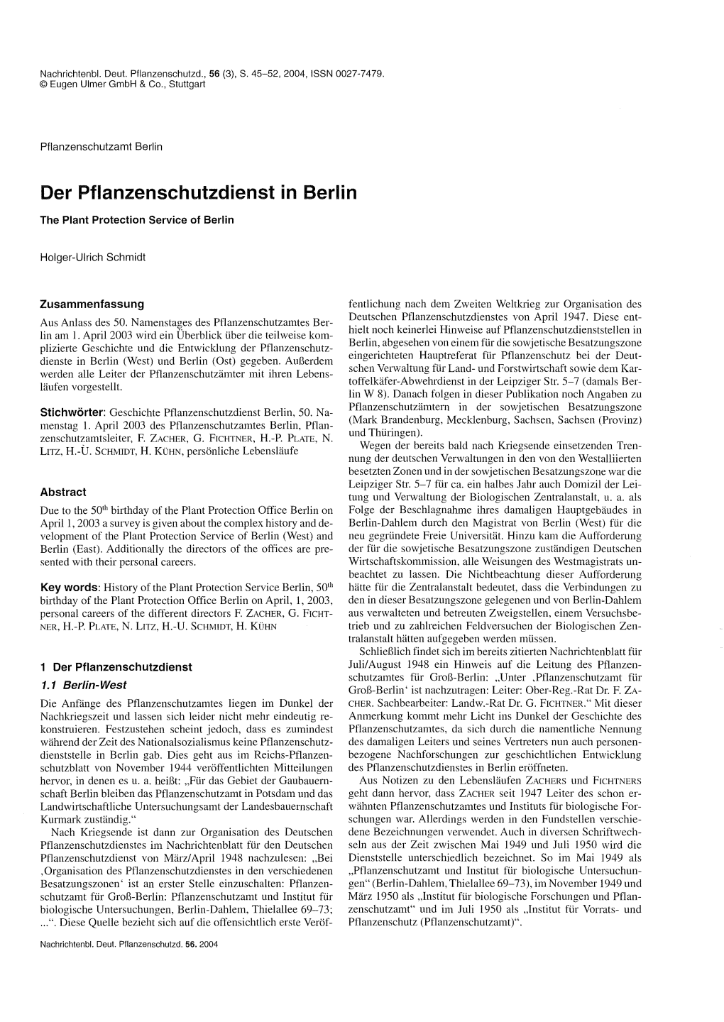 Der Pflanzenschutzdienst in Berlin