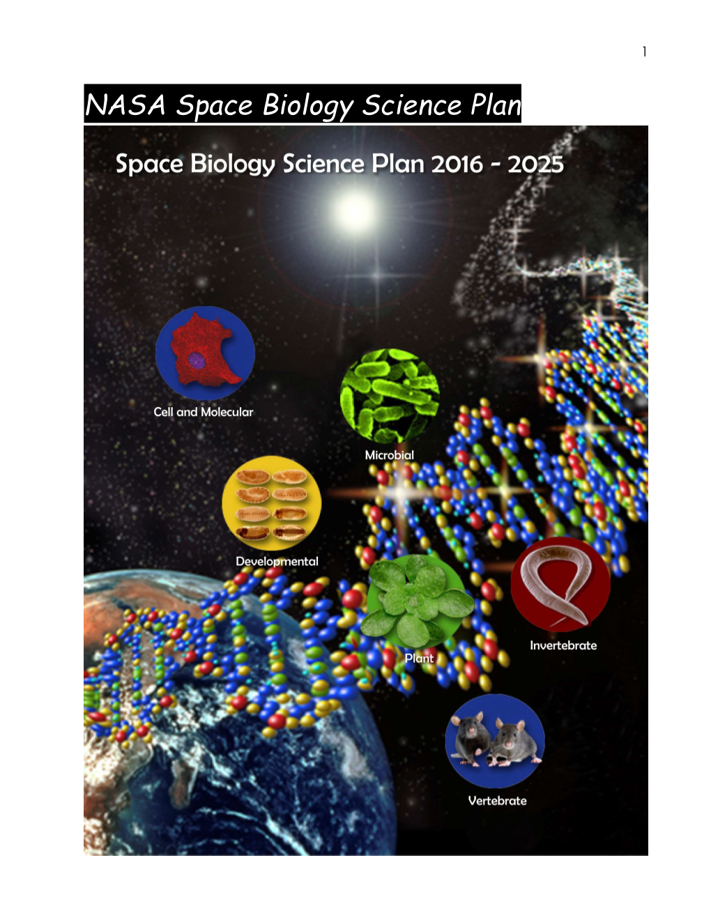 NASA Space Biology Science Plan