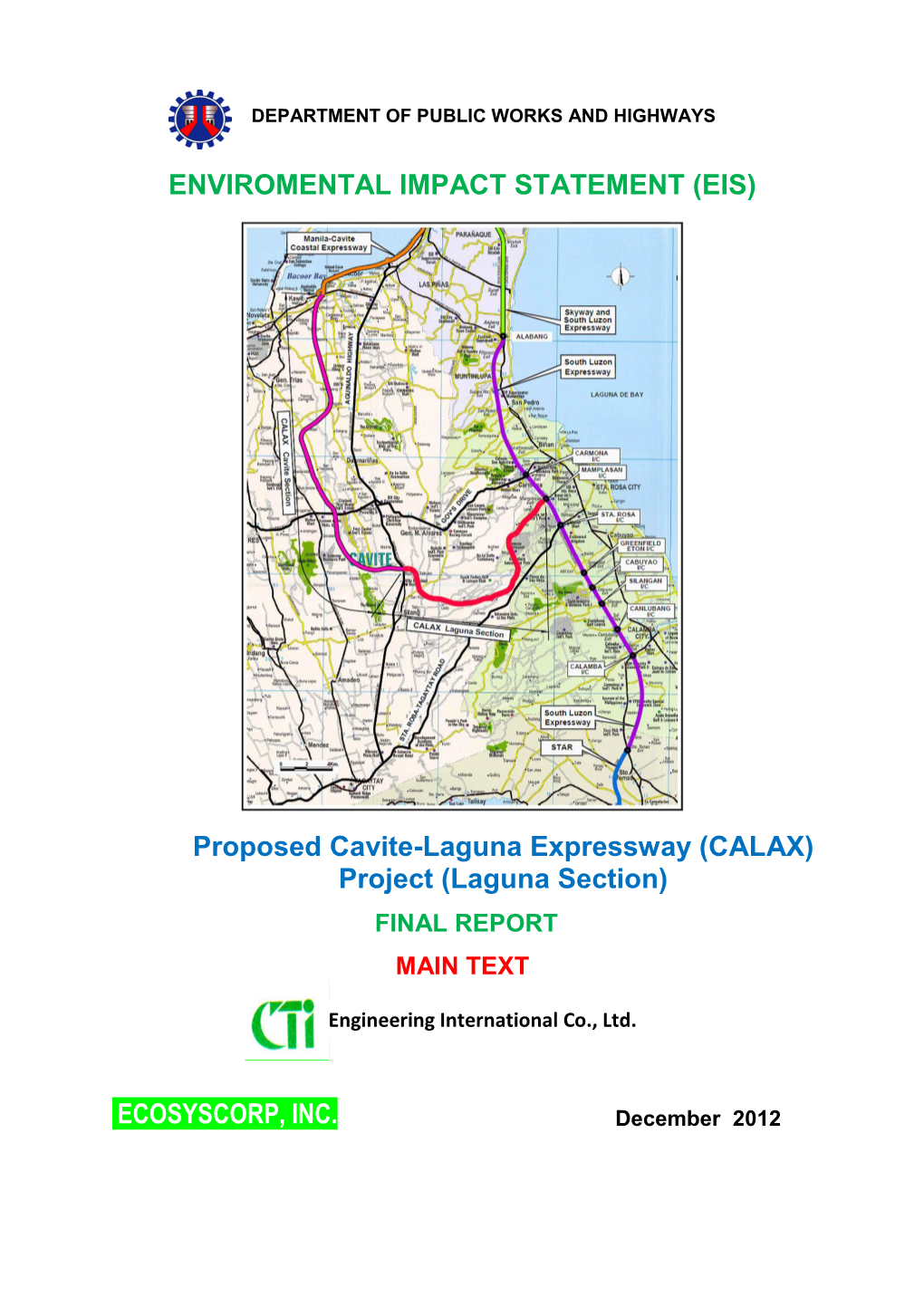 (EIS) Proposed Cavite-Laguna Expressway (CALAX) Project