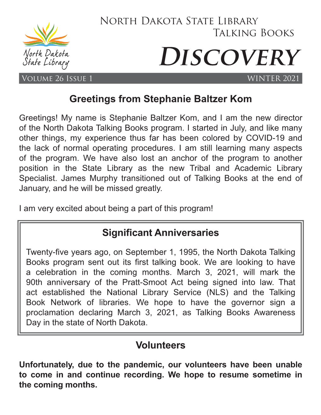 Discovery Volume 26 Issue 1 WINTER 2021