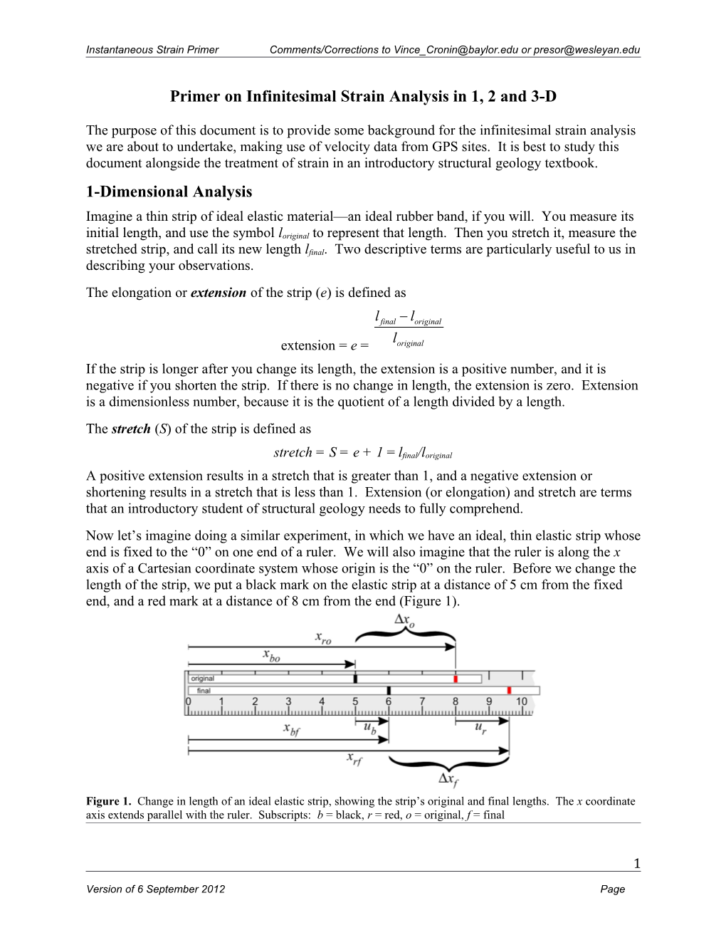 Primer on Infinitesimal Strain Analysis in 1, 2 and 3-D