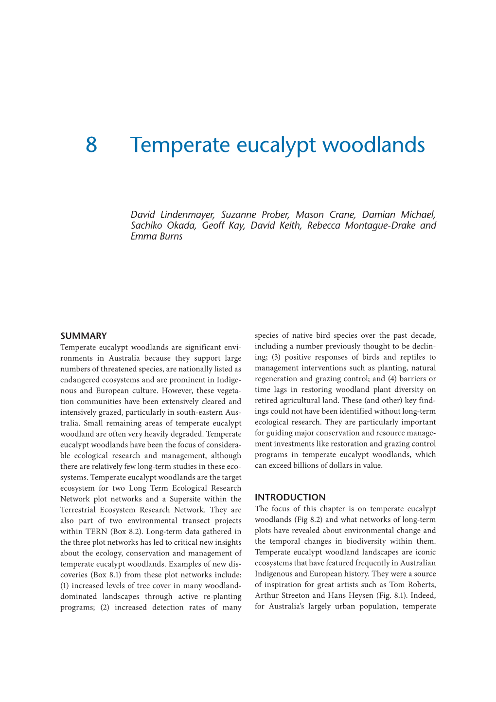 8 Temperate Eucalypt Woodlands