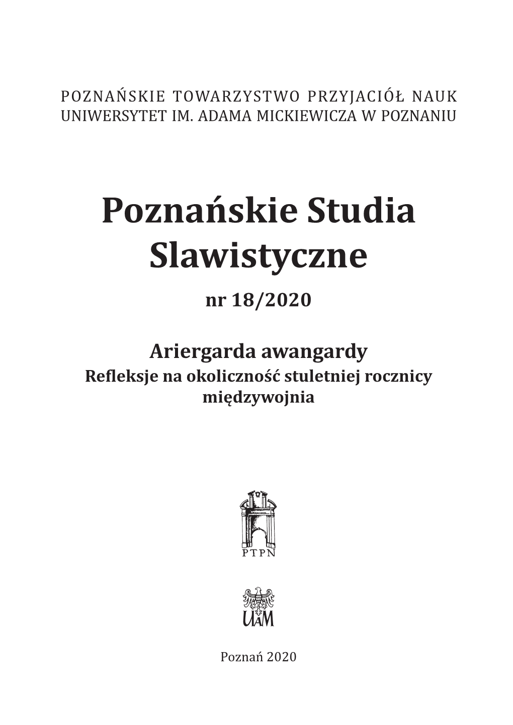 Ariergarda Awangardy Refleksje Na Okoliczność Stuletniej Rocznicy Między­Wojnia