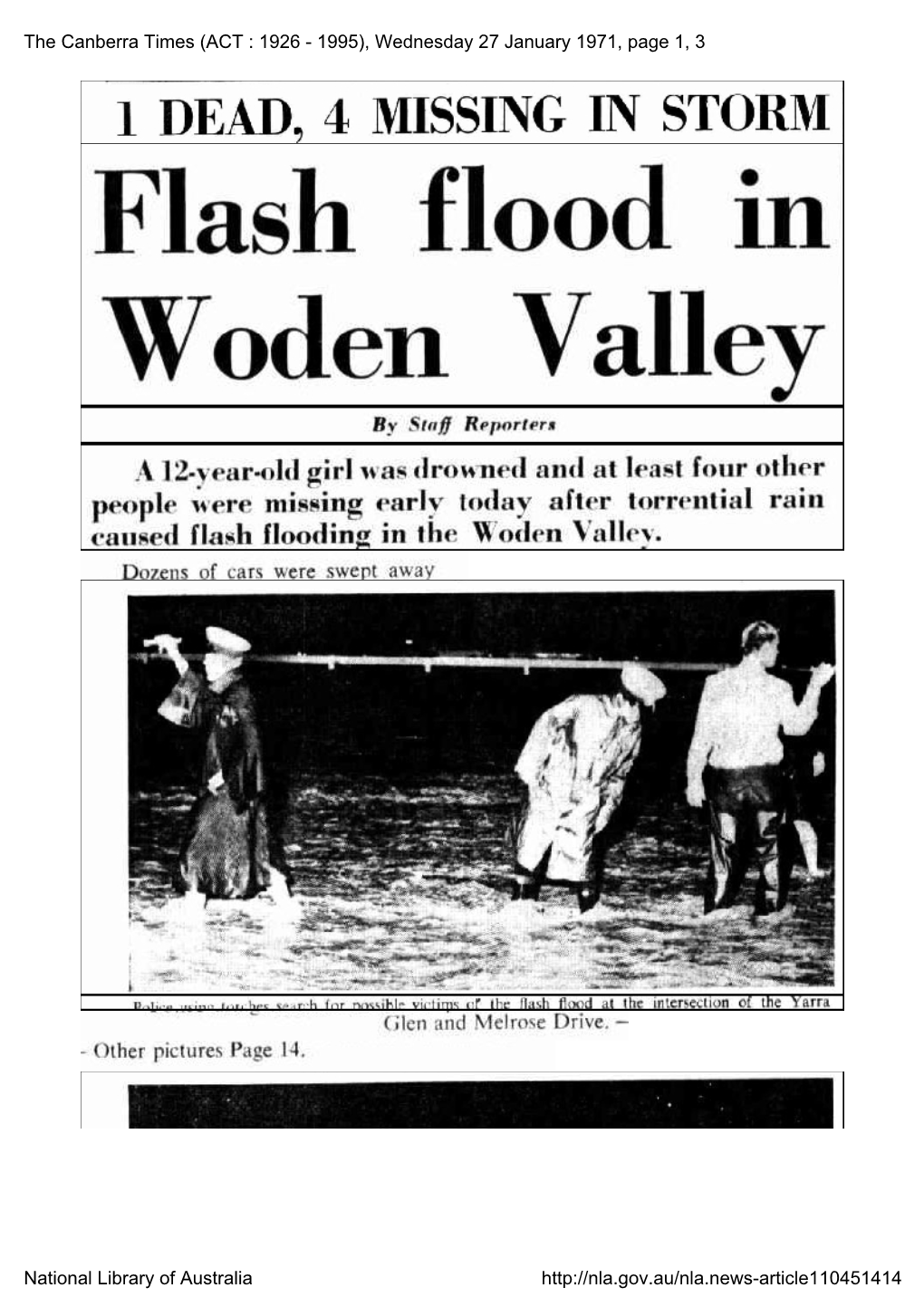 The Canberra Times (ACT : 1926 - 1995), Wednesday 27 January 1971, Page 1, 3