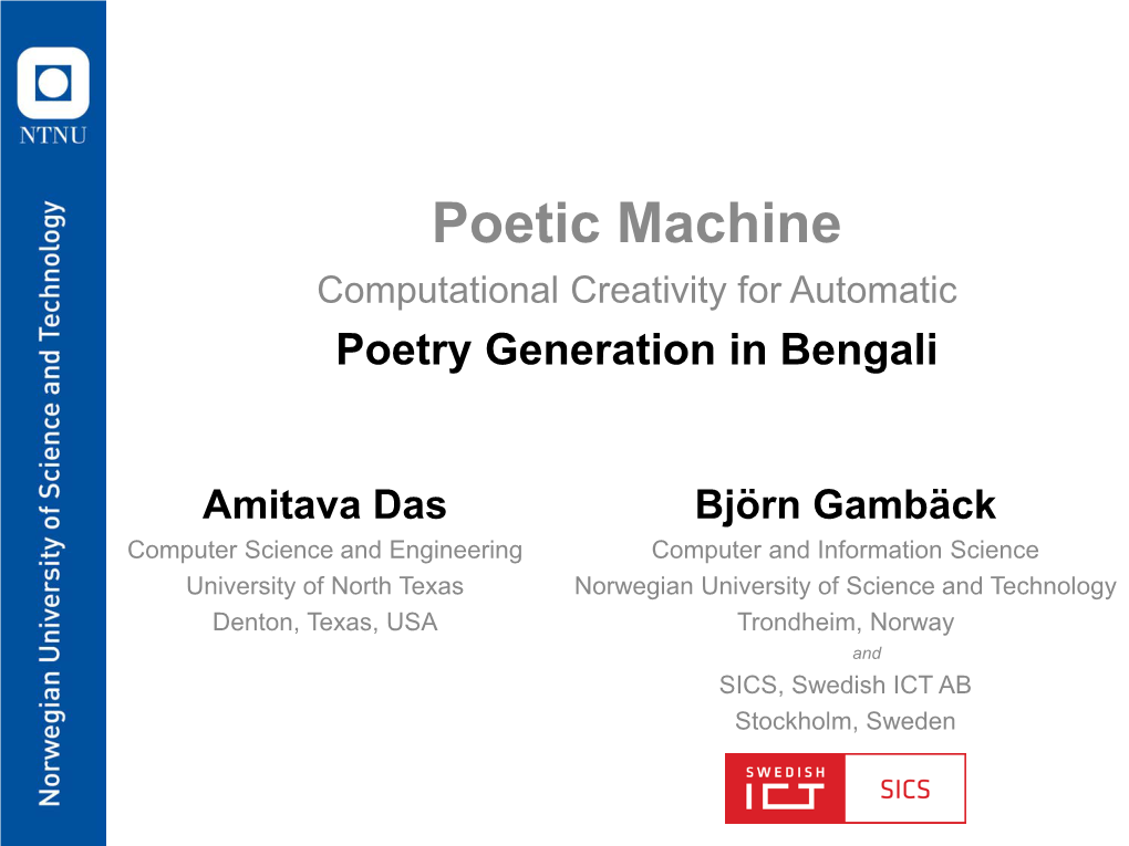 Poetic Machine Computational Creativity for Automatic Poetry Generation in Bengali