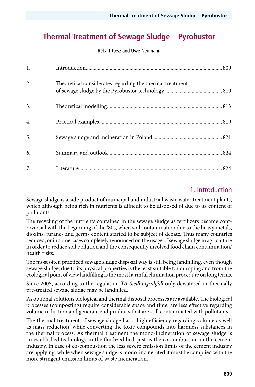 Thermal Treatment of Sewage Sludge – Pyrobustor