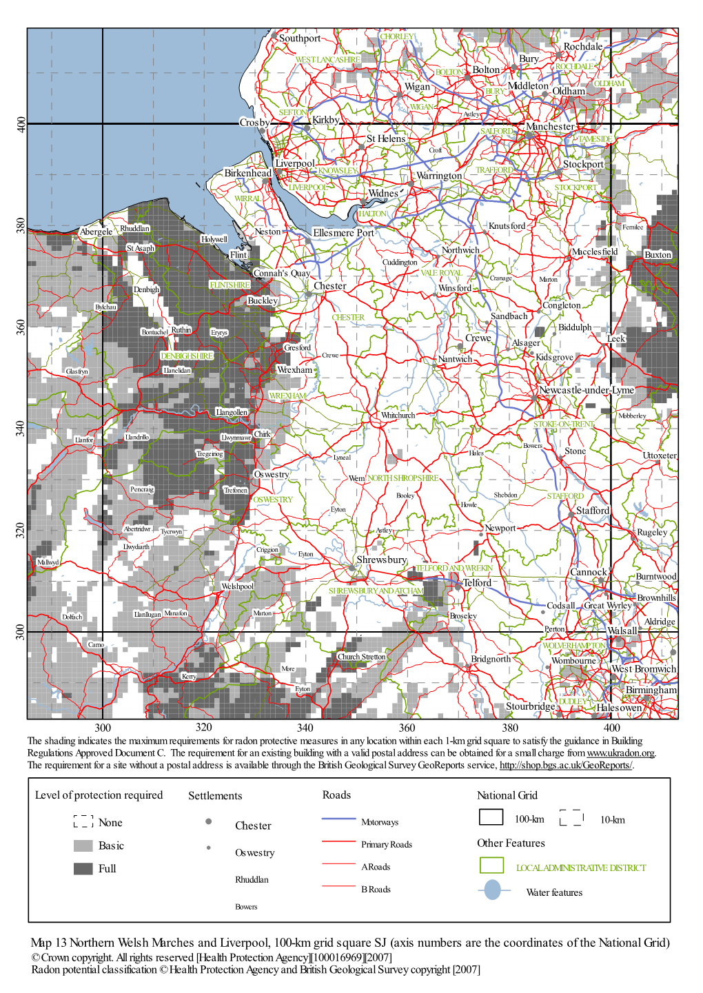 Map 13 Northern Welsh Marches and Liverpool, 100-Km Grid Square SJ (Axis Numbers Are the Coordinates of the National Grid) © Crown Copyright