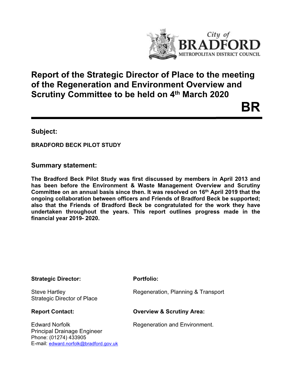 Bradford Beck Pilot Study Pdf 97 Kb