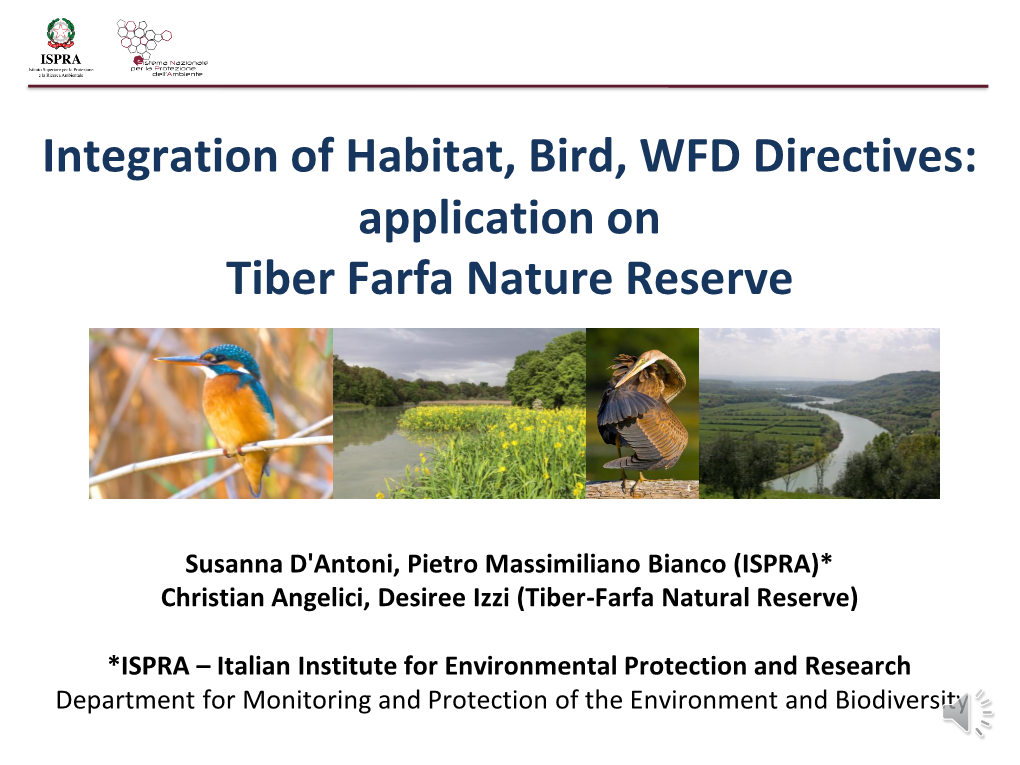 Integration of Directives on Tiber Farfa Nature Reserve D'antoni Et Al