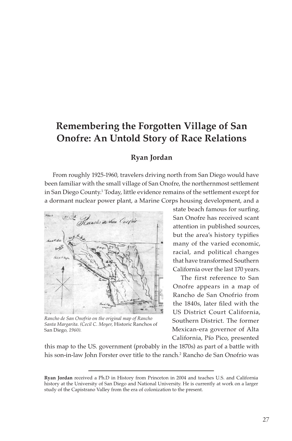 Remembering the Forgotten Village of San Onofre: an Untold Story of Race Relations