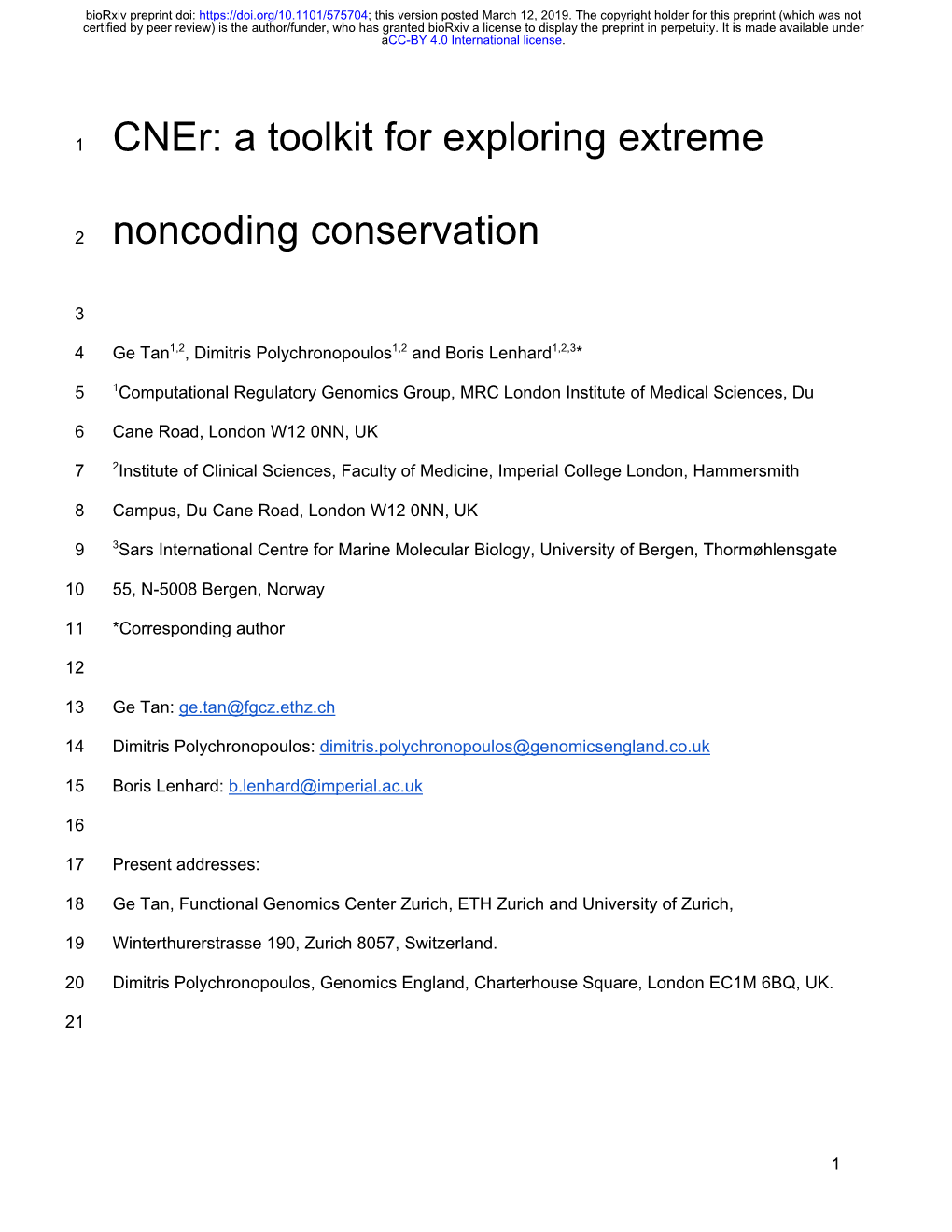 Cner: a Toolkit for Exploring Extreme Noncoding Conservation
