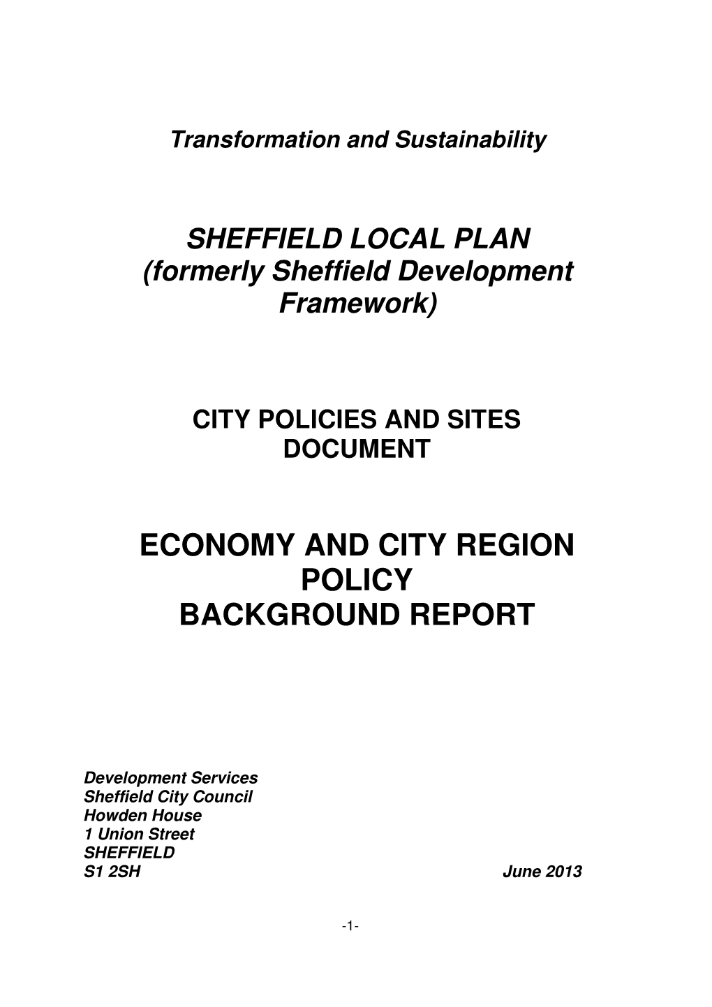 Economy and City Region Policy Background Report