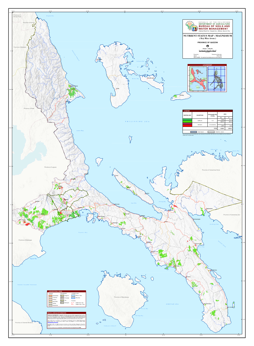 NUTRIENT STATUS MAP : MAGNESIUM ( Key Rice Areas )