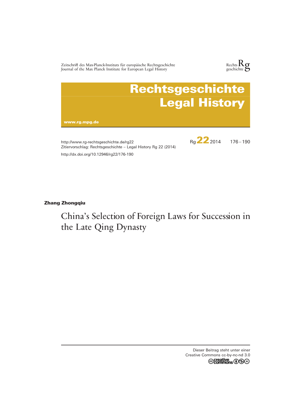 Rechtsgeschichte Legal History