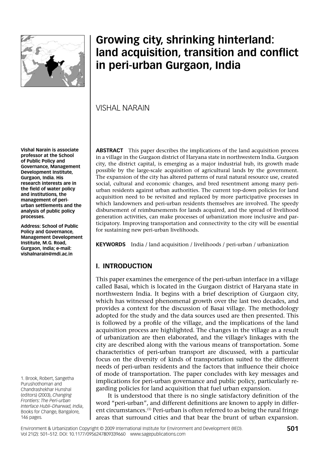 Land Acquisition, Transition and Conflict in Peri-Urban Gurgaon, India