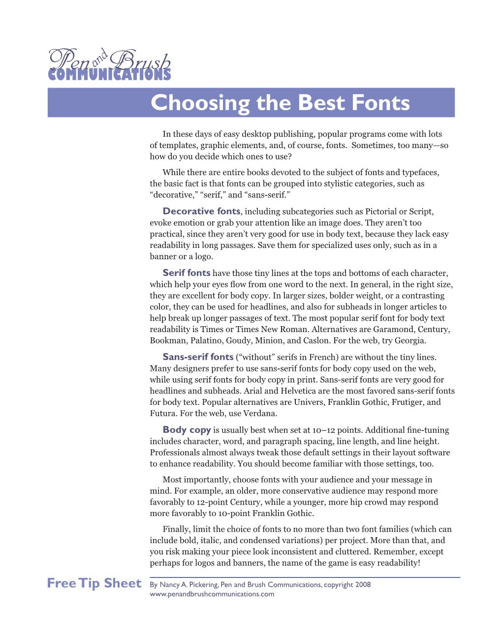 Choosing the Best Fonts