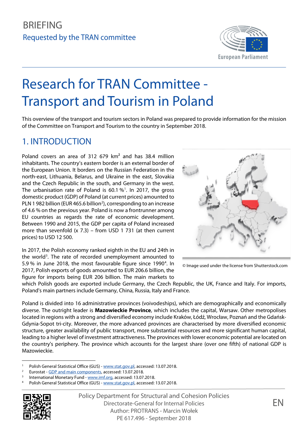 Research for TRAN Committee - Transport and Tourism in Poland