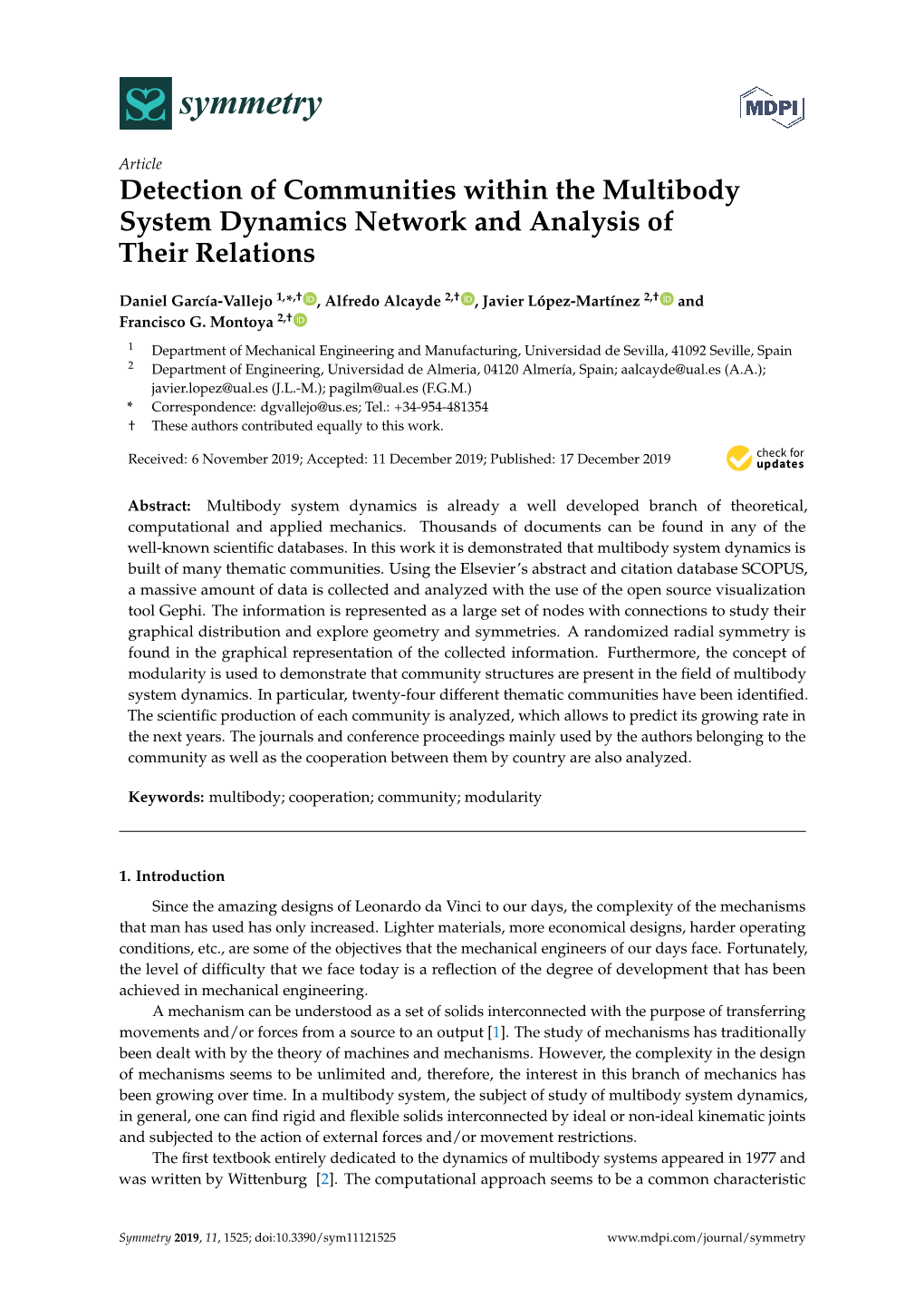 Detection of Communities Within the Multibody System Dynamics Network and Analysis of Their Relations