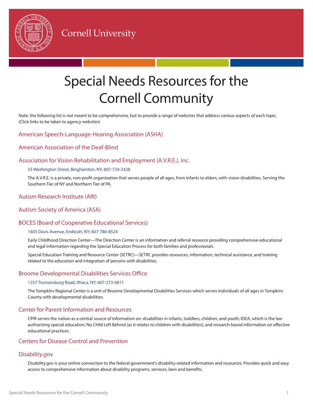 Resources for Children with Special Needs