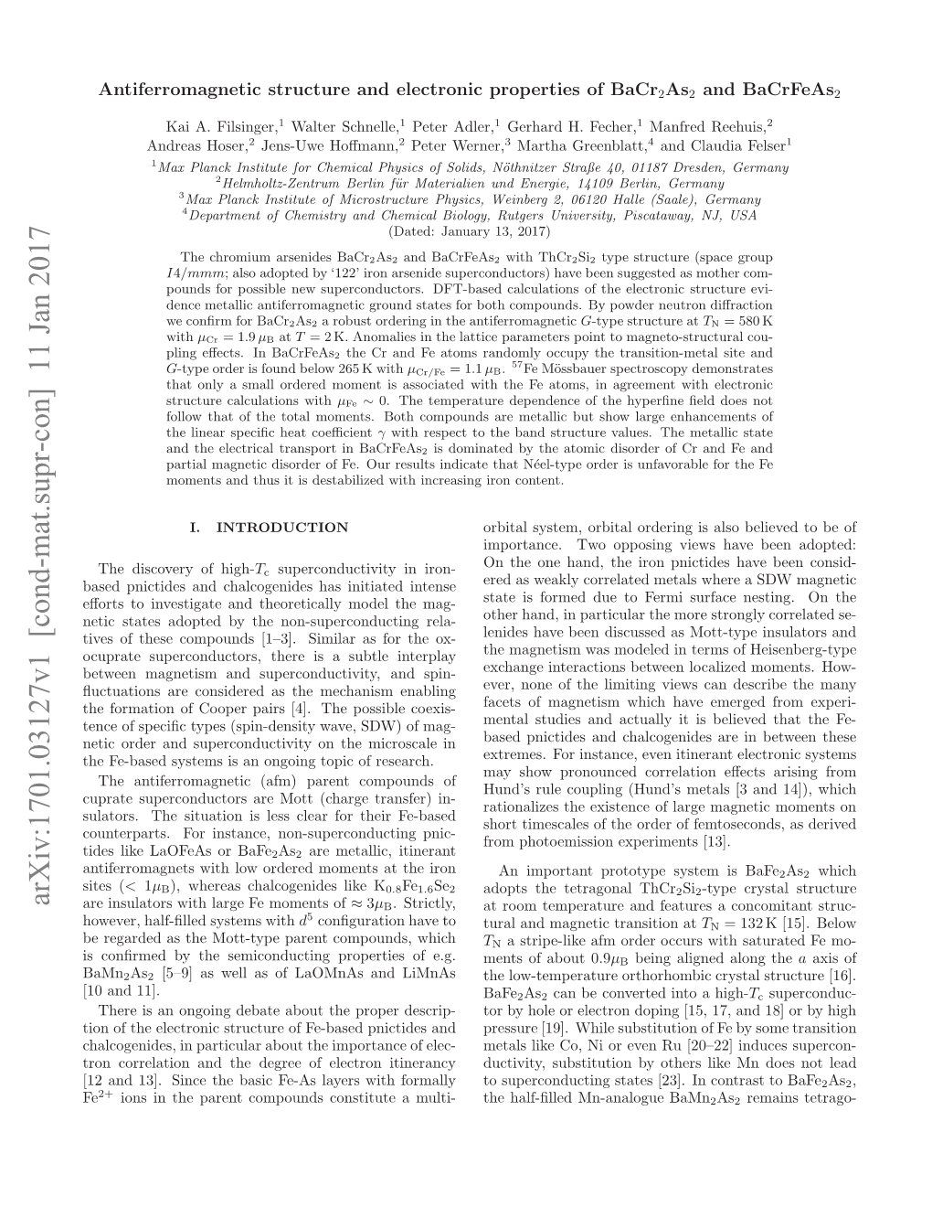 Arxiv:1701.03127V1 [Cond-Mat.Supr-Con] 11 Jan 2017 Scnre Ytesmcnutn Rpriso E.G