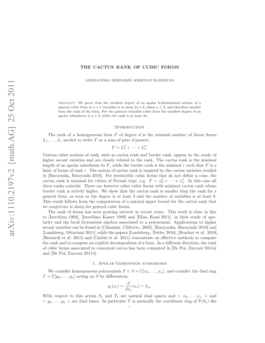 The Cactus Rank of Cubic Forms