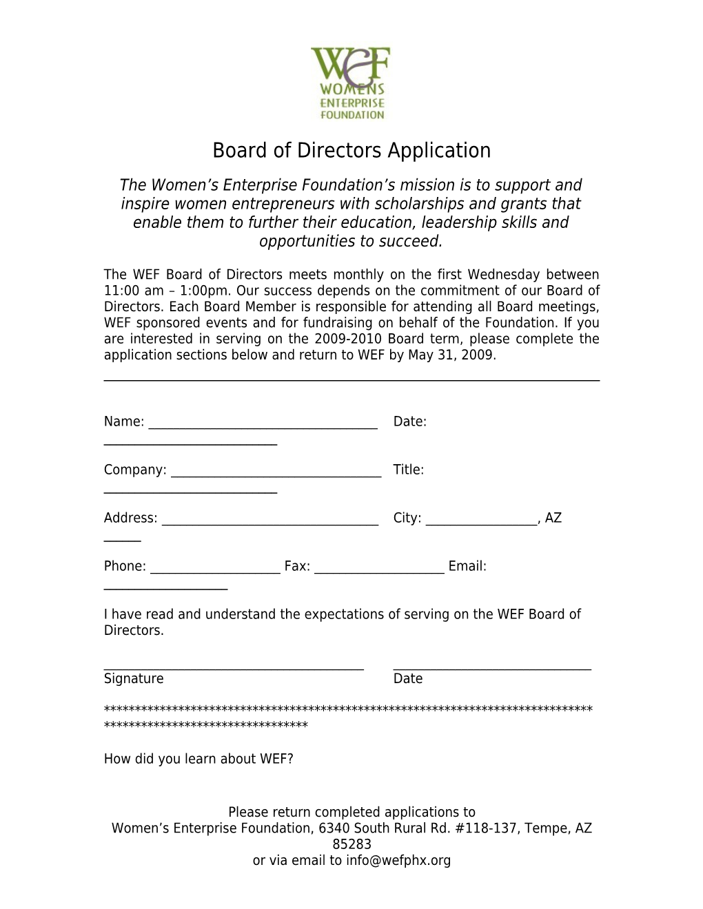 Board of Directors Application s2