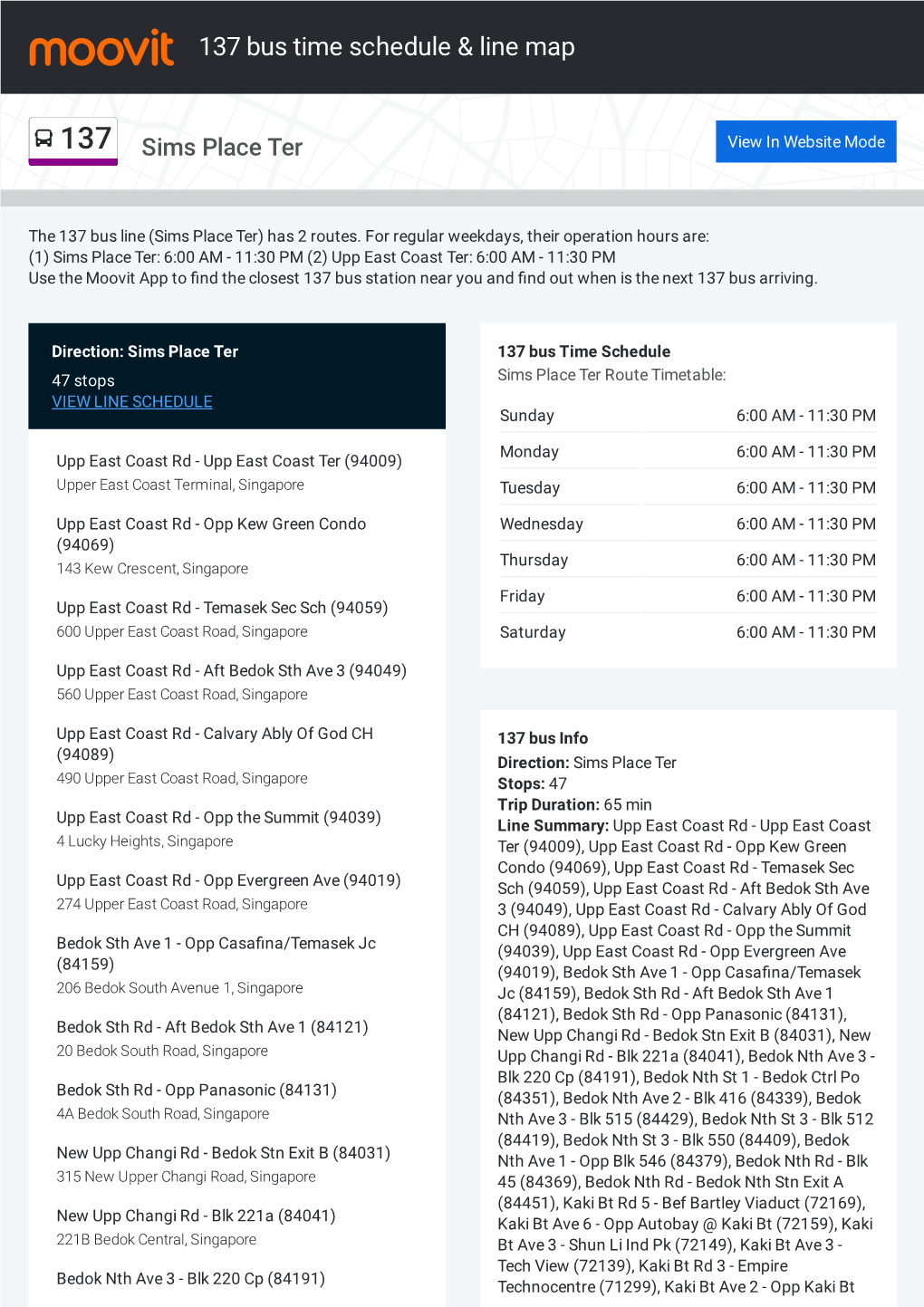 137 Bus Time Schedule & Line Route