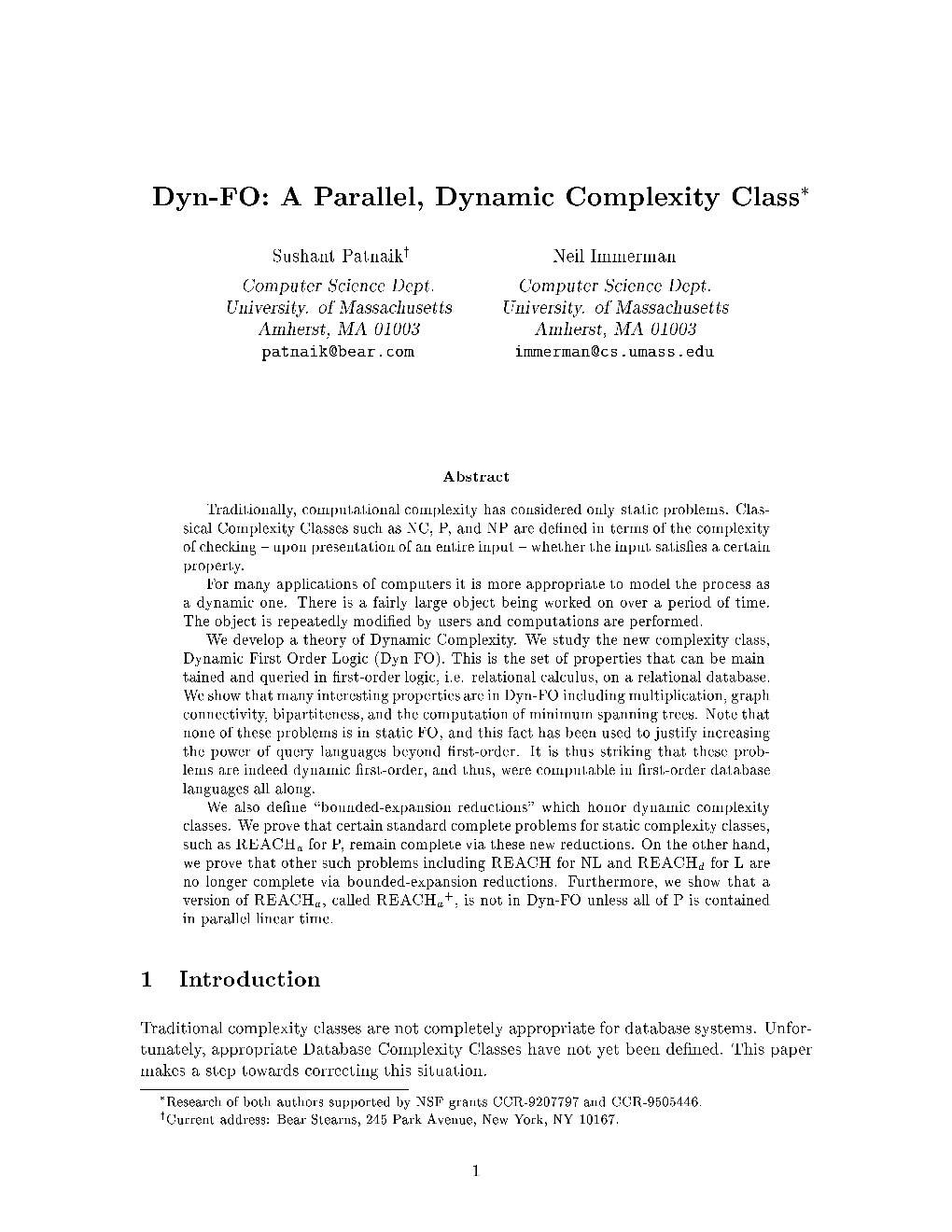 Dyn-FO: a Parallel, Dynamic Complexity Class