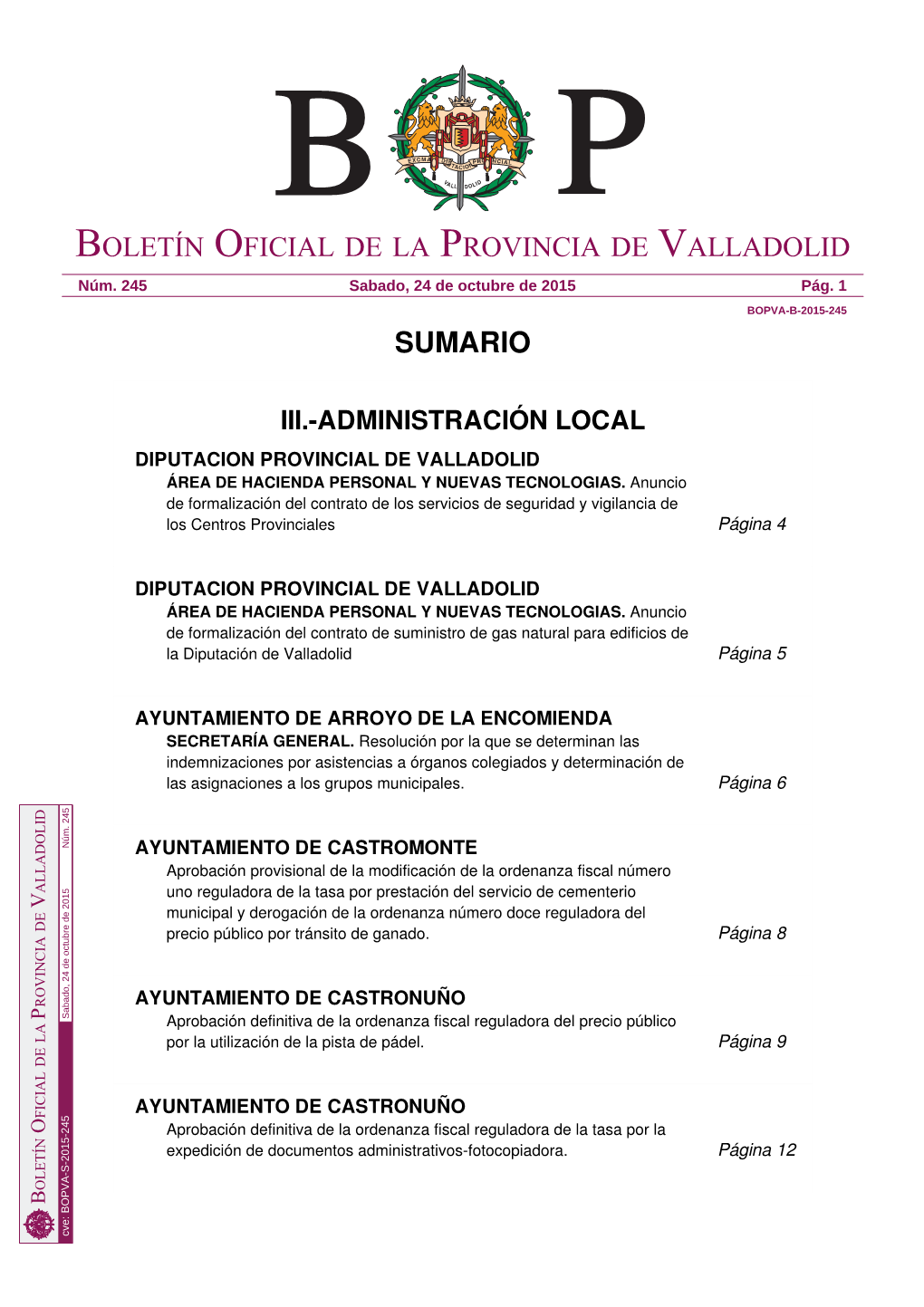 AYUNTAMIENTO DE CASTRONUÑO Sabado, 24 De Octubre 2015 P Aprobación Definitiva De La Ordenanza Fiscal Reguladora Del Precio Público