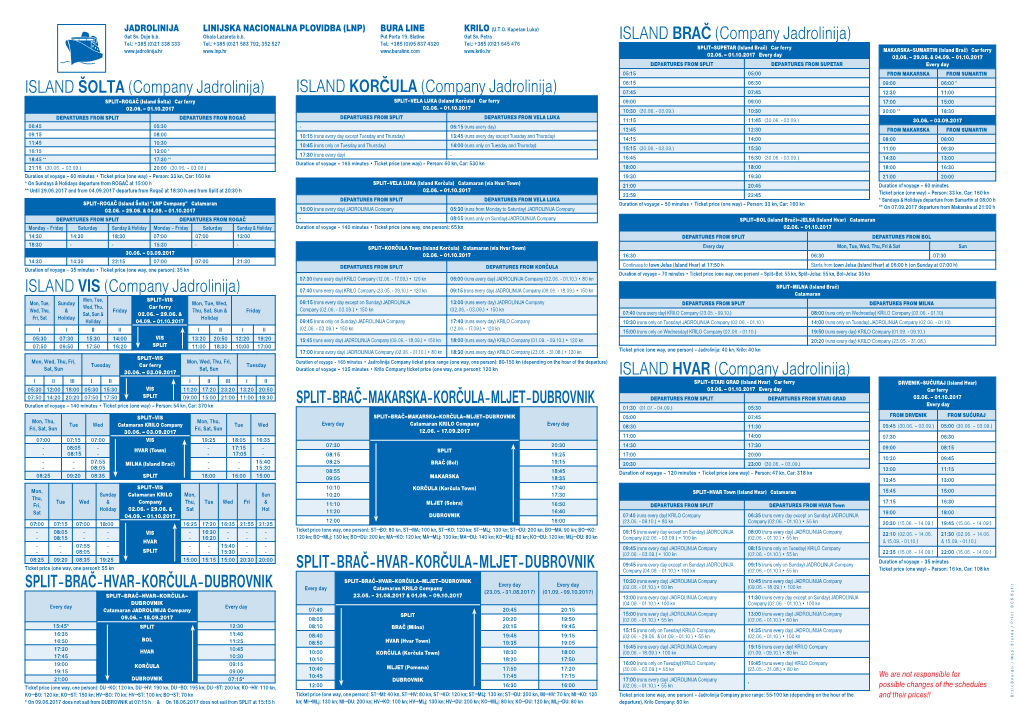 ISLAND VIS (Company Jadrolinija) ISLAND ŠOLTA (Company