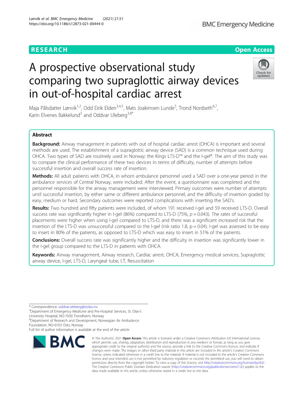 A Prospective Observational Study Comparing Two Supraglottic Airway