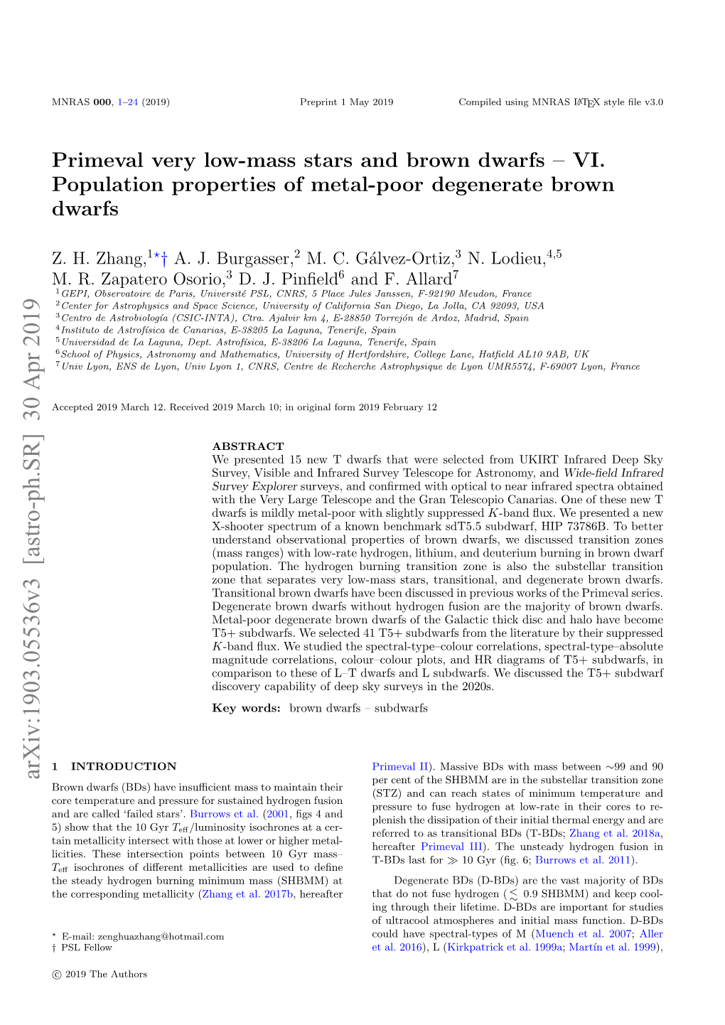 VI. Population Properties of Metal-Poor Degenerate Brown Dwarfs