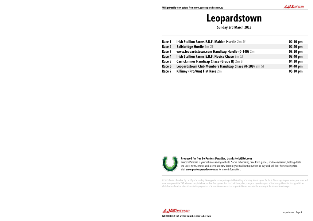 Leopardstown FREE Form Guide