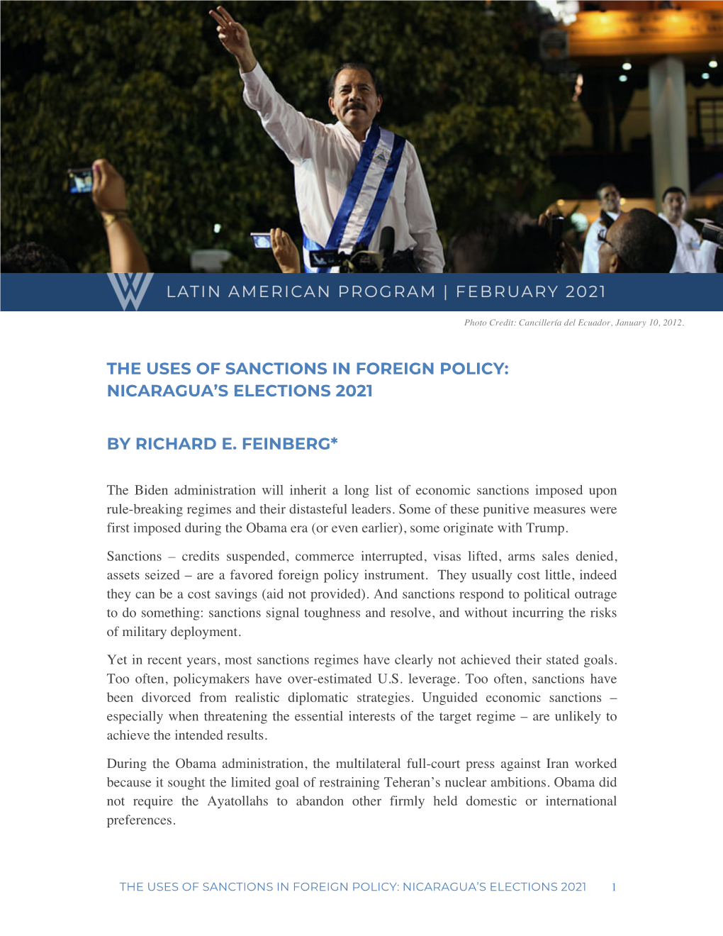 The Uses of Sanctions in Foreign Policy: Nicaragua’S Elections 2021