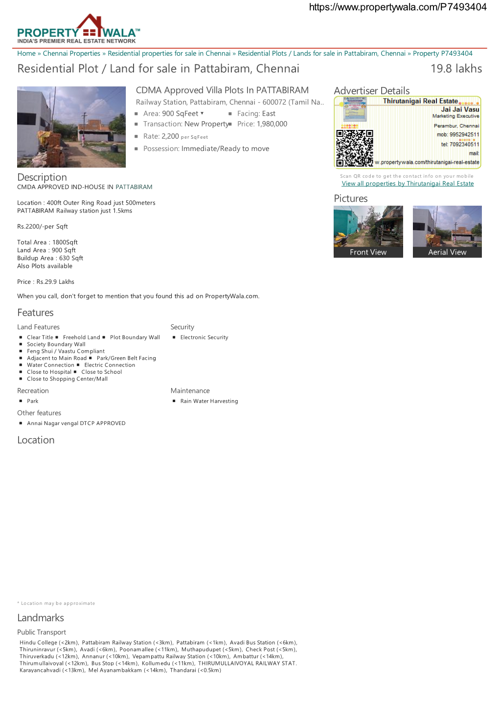 Residential Plot / Land for Sale in Pattabiram, Chennai (P7493404
