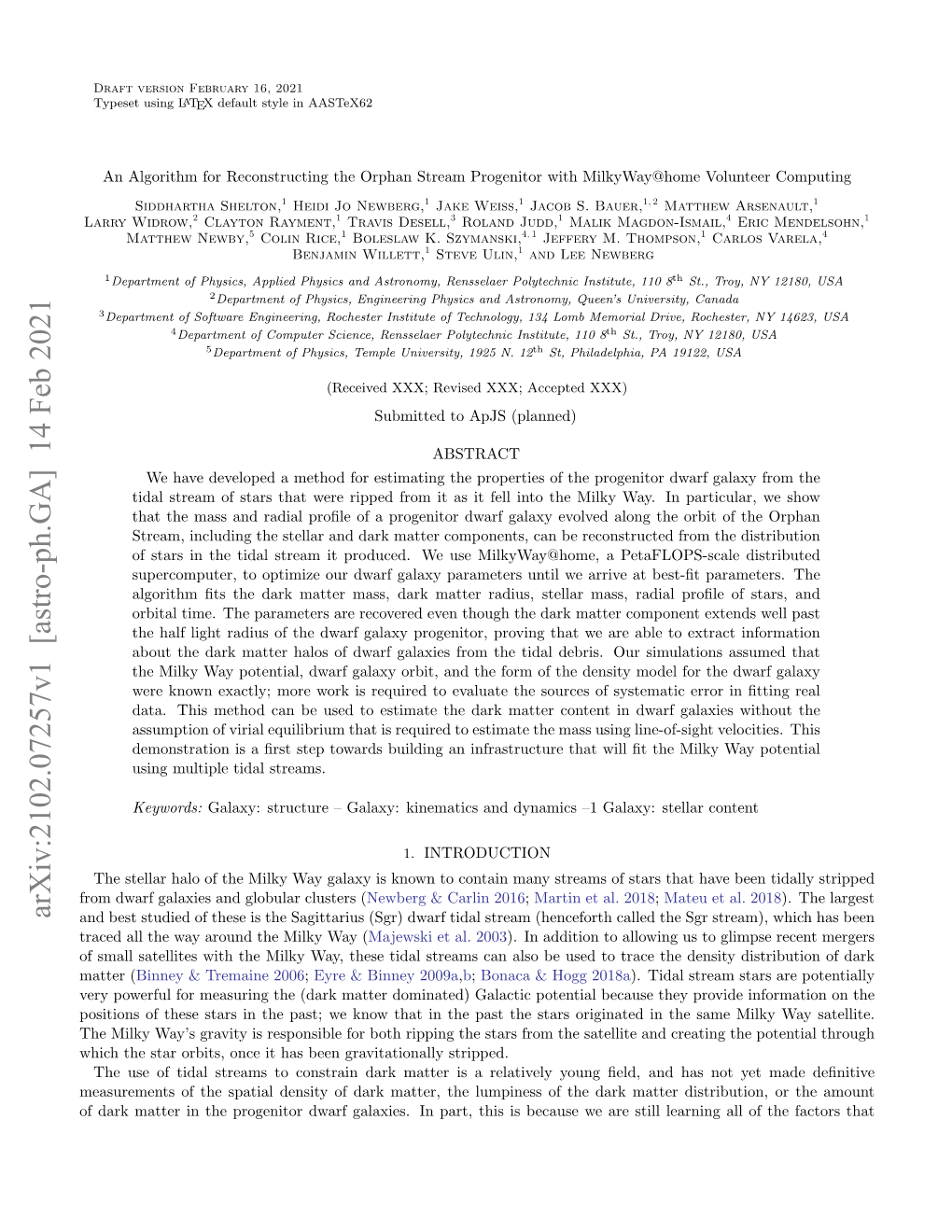 Arxiv:2102.07257V1 [Astro-Ph.GA] 14 Feb 2021