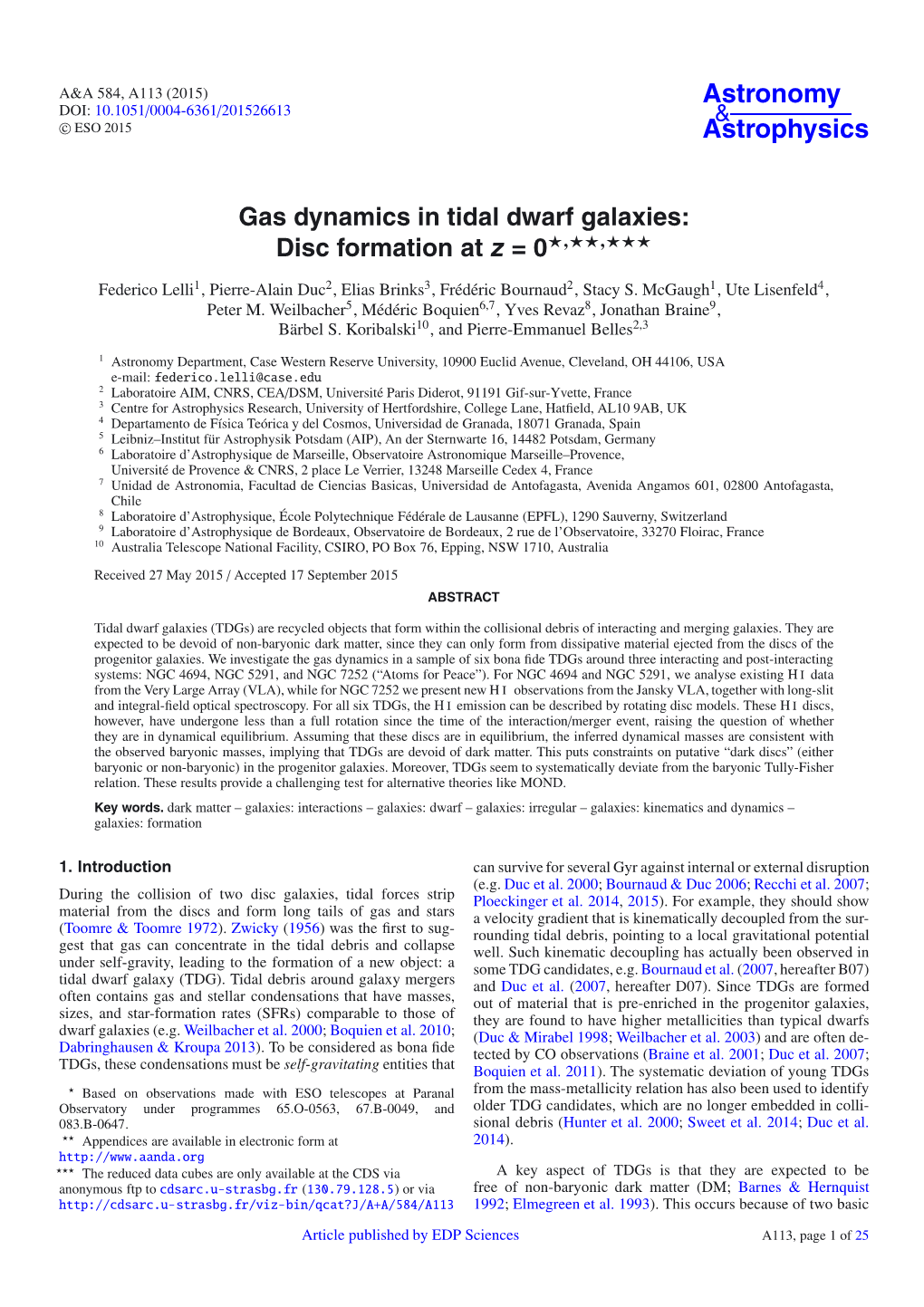 Gas Dynamics in Tidal Dwarf Galaxies: Disc Formation at Z = 0⋆⋆⋆⋆⋆⋆