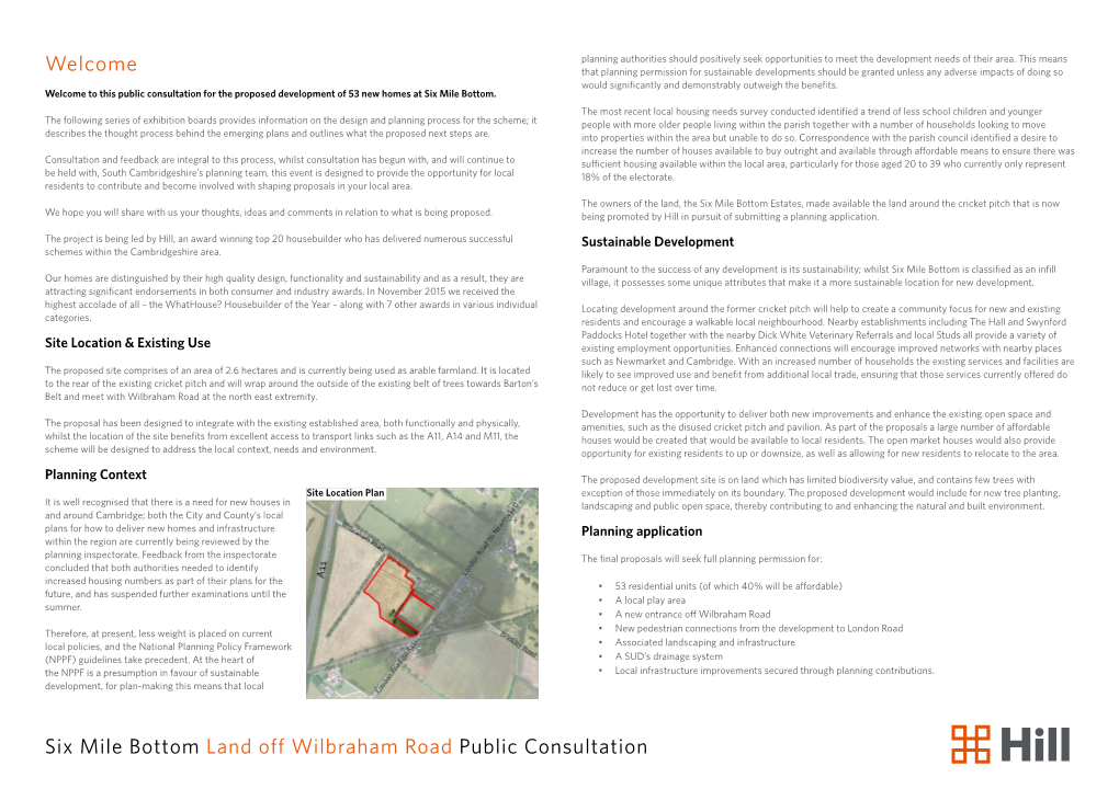 Six Mile Bottom Land Off Wilbraham Road Public Consultation Welcome