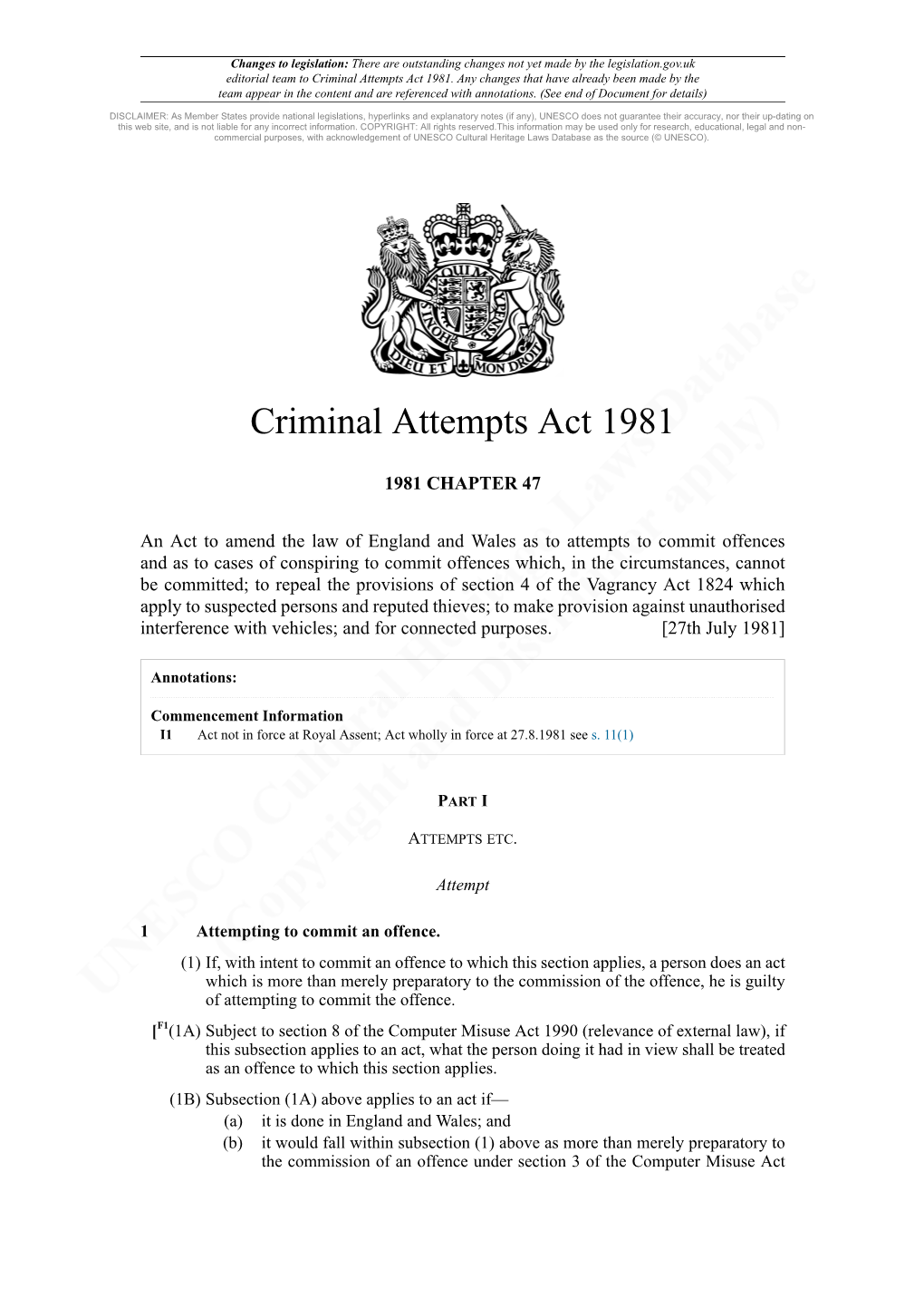Criminal Attempts Act 1981