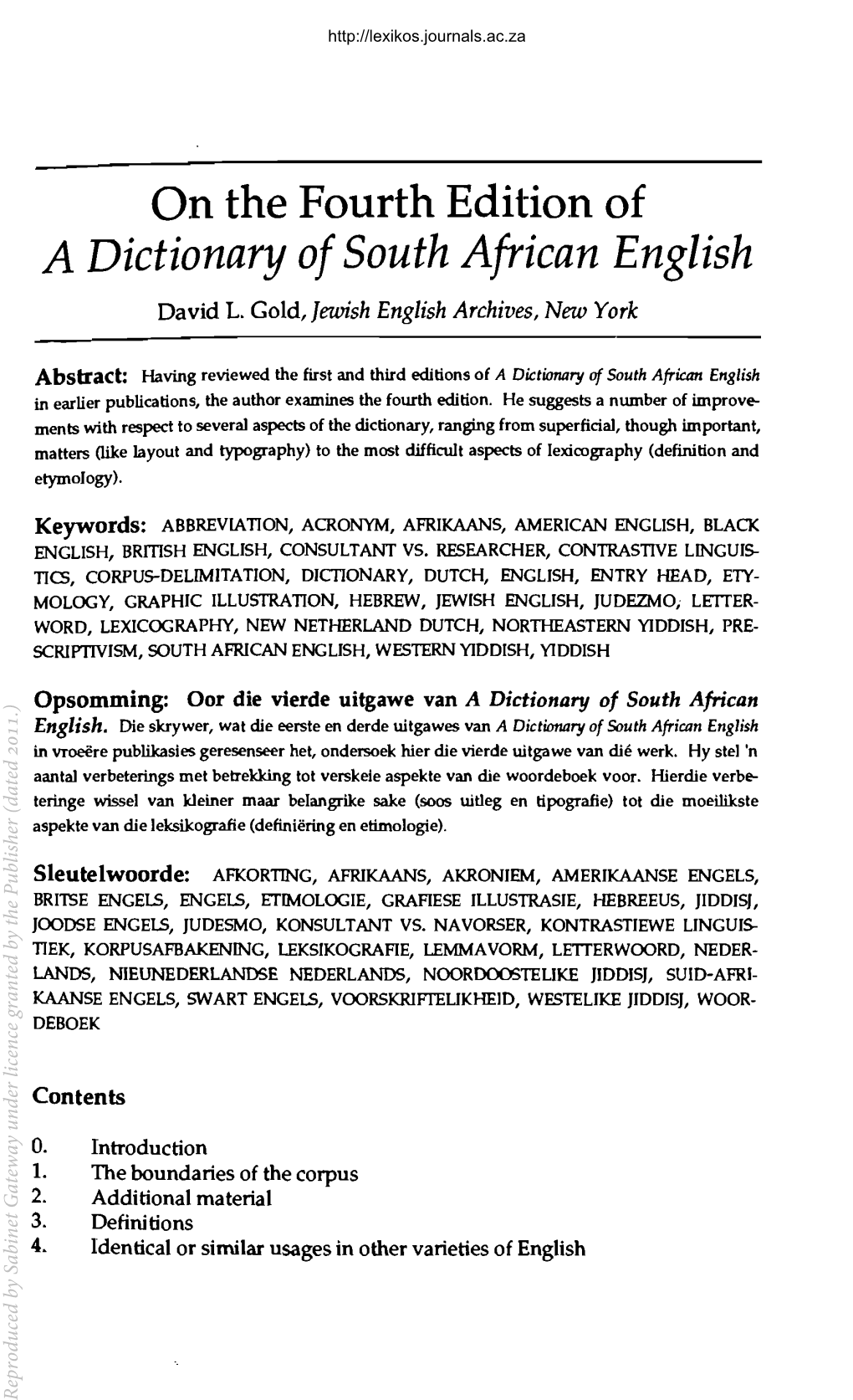 A Dictionary of South African English David 1