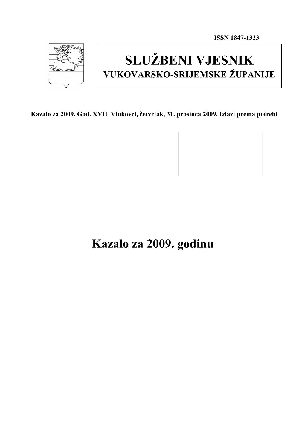 Kazalo Za 2009. Godinu