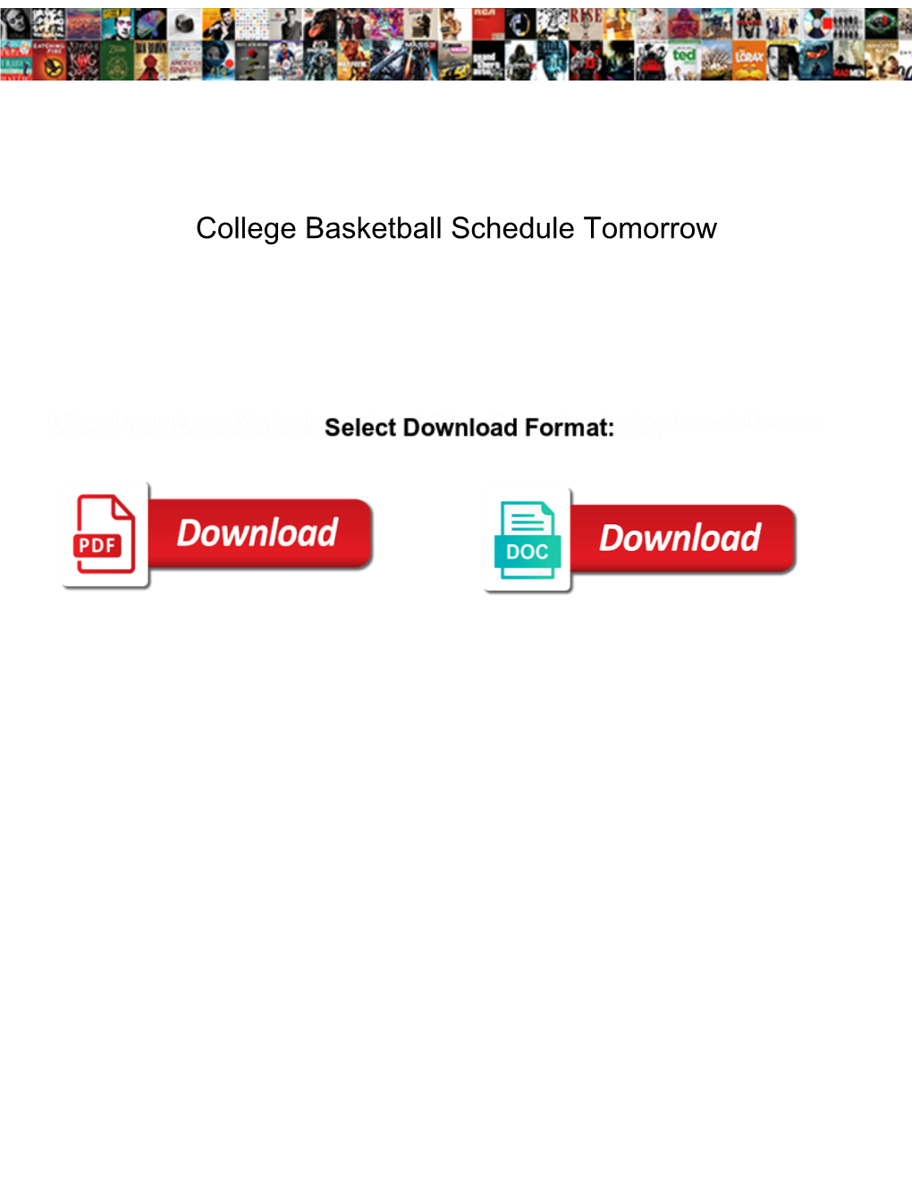 College Basketball Schedule Tomorrow