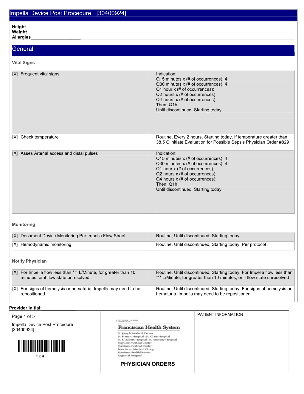 Impella Device Post Procedure [30400924]